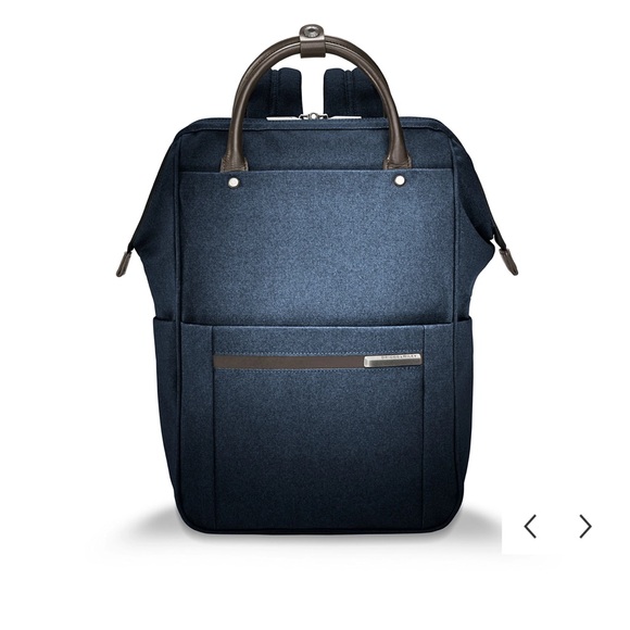 Briggs & Riley Kinzie Street Framed Wide Mouth Navy Backpack- NEVER USED - RFID - Picture 2 of 16